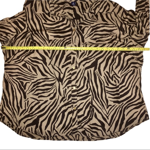 Animal Print Button Down Shirt, Chaps Zebra Print Top, Tiger, 3/4 Sleeve Plus 3x - Picture 12 of 14